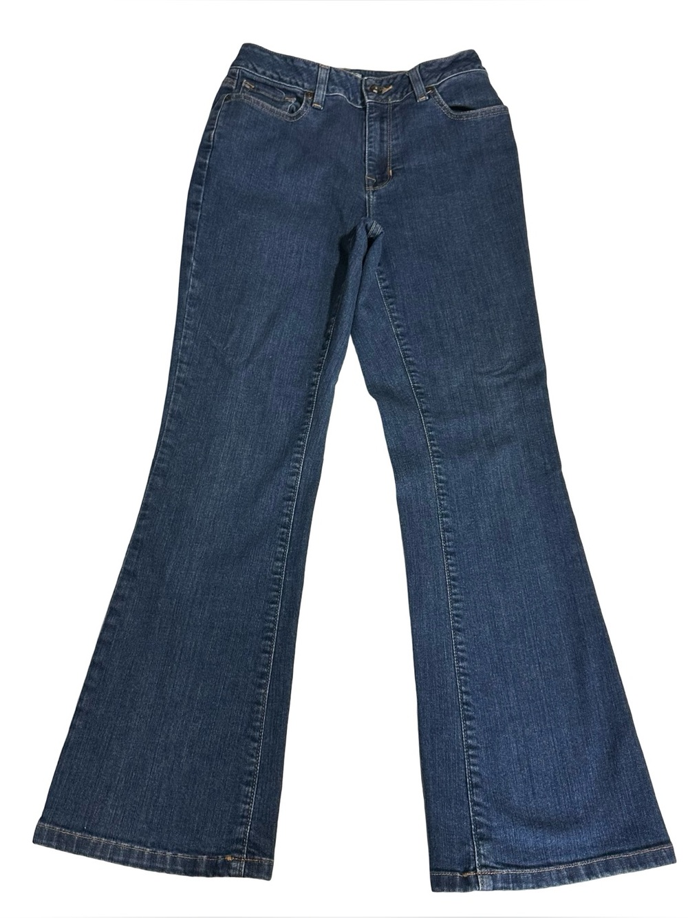 LL Bean Womens Classic Fit High Rise Flare Stretch Medium Wash Blue Jeans Sz 4